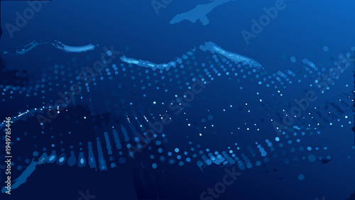 Abstract blue digital art with flowing lines and dotted textures