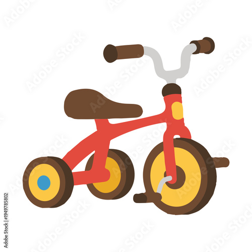 Kids Red Tricycle Vector Illustration, Cute Three Wheeled Bicycle Toy for Children Outdoor Activity and Playground Theme