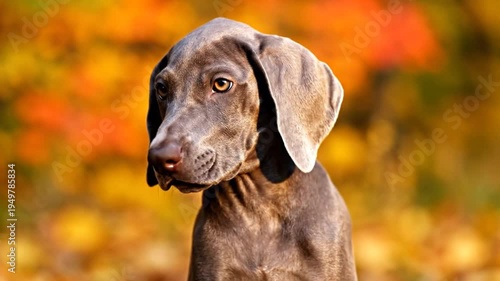 Brown dog in garden 