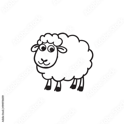 Cute Sheep Sketch: A charming illustration of a fluffy sheep, perfect for various design projects, conveys a sense of innocence and pastoral tranquility.
