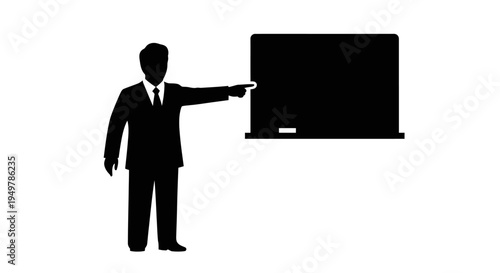 Businessman pointing at screen presentation.