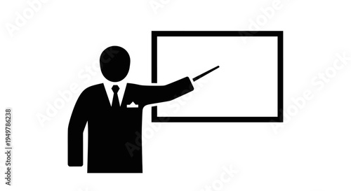 Businessman pointing at white board.