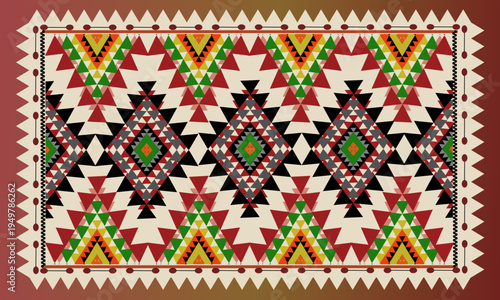 Geometric colorful rug pattern