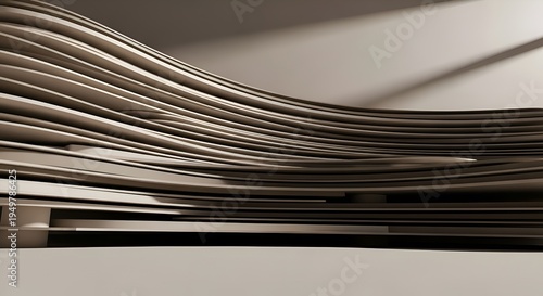 Abstract architectural lines, flowing curves, modern design, light and shadow