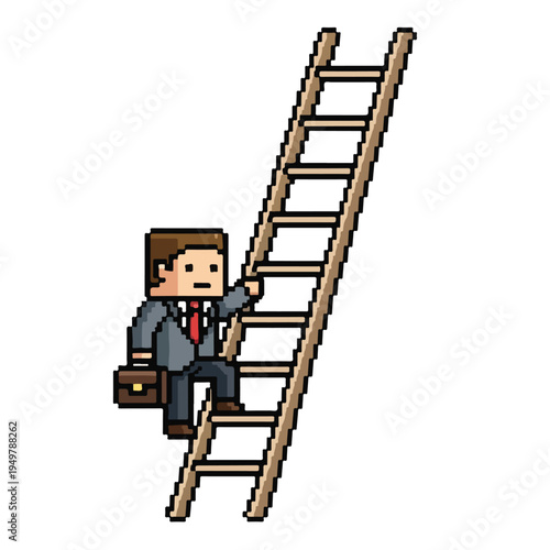 Businessman climbing ladder to success career growth concept