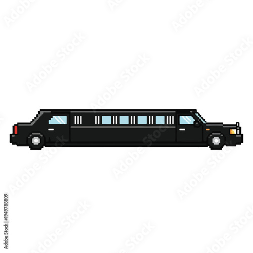Black Limousine Car Side View Illustration