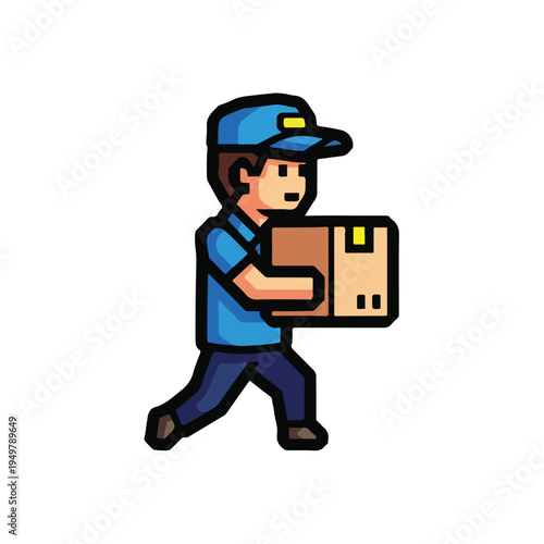 Delivery man carrying a cardboard box