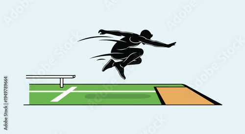 Silhouette of an athlete in mid-air, performing a jump over a hurdle