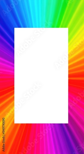 Vibrant spectral gradient interrupted by a clean, geometric white blank space, suggesting missing information, data void, or conceptual pause, gradient, spectrum, chroma