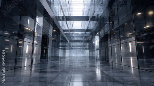 Wallpaper Mural A modern building interior featuring glass and metallic structures Torontodigital.ca