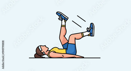 Woman exercising by lifting legs while lying on back with motion lines