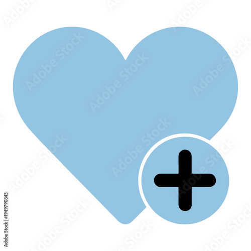 Blue Heart With Plus Circle Filled Vector Icon