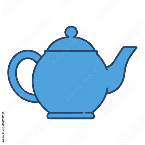 Blue Teapot Outline Vector Icon