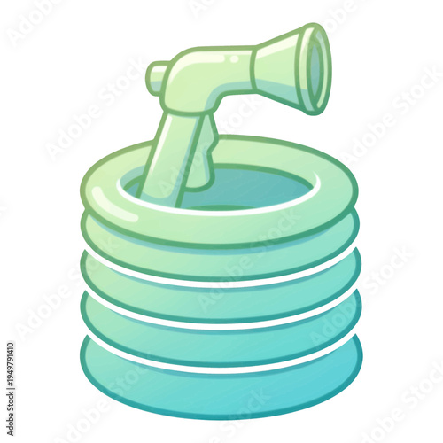 Coiled Garden Hose With Sprayer 3D Icon