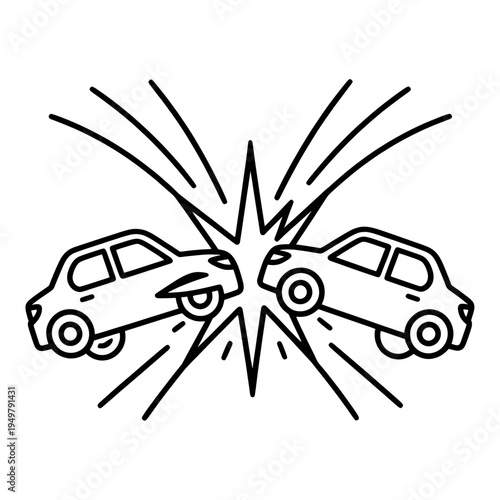 Colliding Car Crash Vector Icon