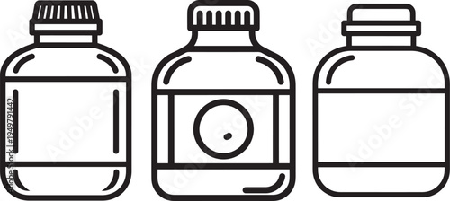 Medicine bottle icons in silhouette