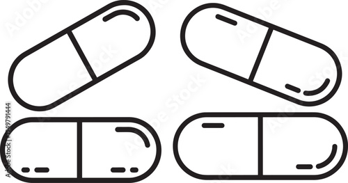Medicine capsule icons in silhouette