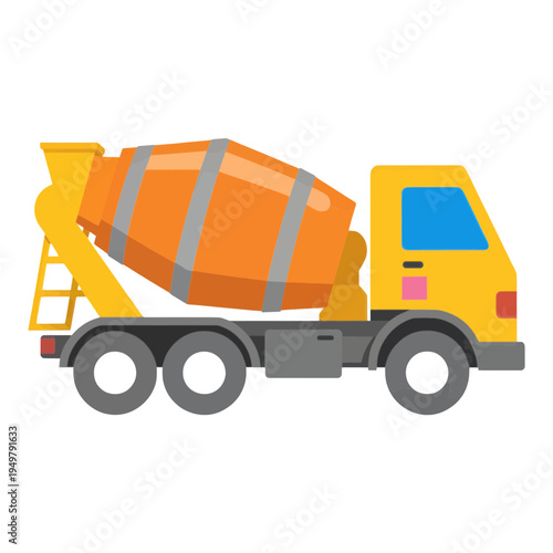 Concrete Mixer Truck With Tires Flat UI Icon