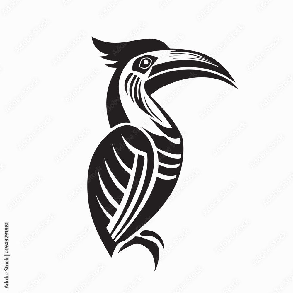 Fototapeta premium Creative Hornbill Bird Logo Vector Wildlife Identity Isolated White Background