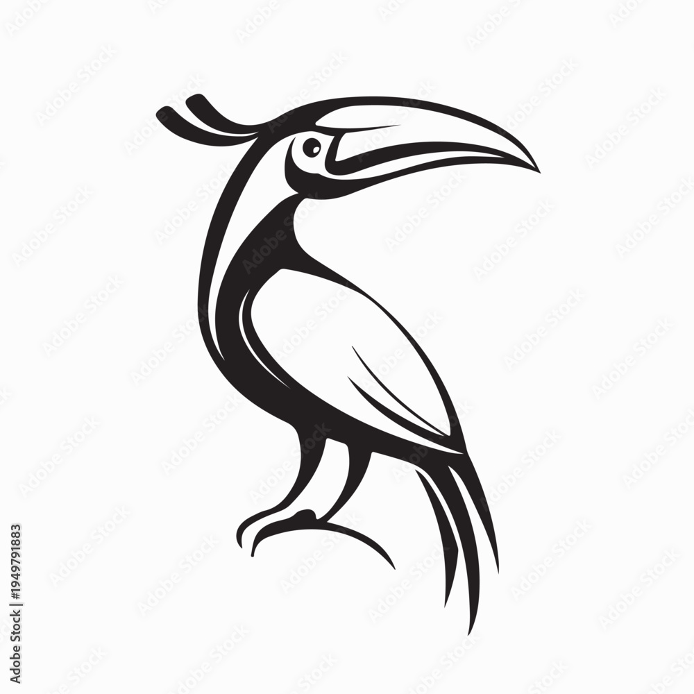Fototapeta premium Creative Hornbill Bird Logo Vector Wildlife Identity Isolated White Background