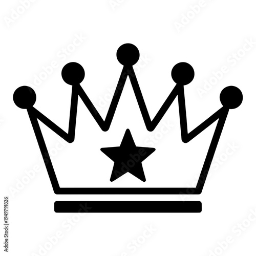 Crown With Star Line UI Icon