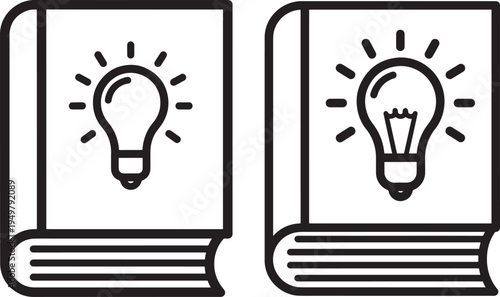 Book icon with light bulb idea symbol, education concept