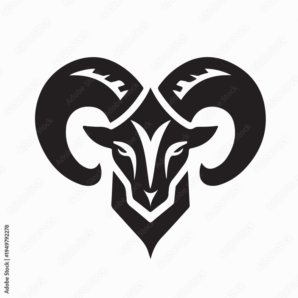 Fototapeta premium Creative Ram Head Logo Vector Modern Zodiac Sign Identity Isolated White