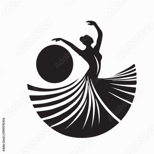 Caribbean Dance Logo Vector Circular Tropical Dancer Mascot Symbol