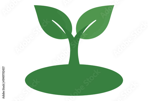 Green Sprout From Oval Seed Vector Icon