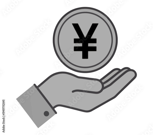 Hand Holding Yen Coin Vector Icon