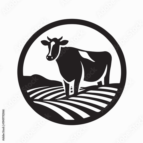 Dairy Farm Cow Logo Vector Agriculture Milk Production Mascot Symbol