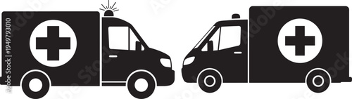 Ambulance car icon symbol silhouette for emergency medical