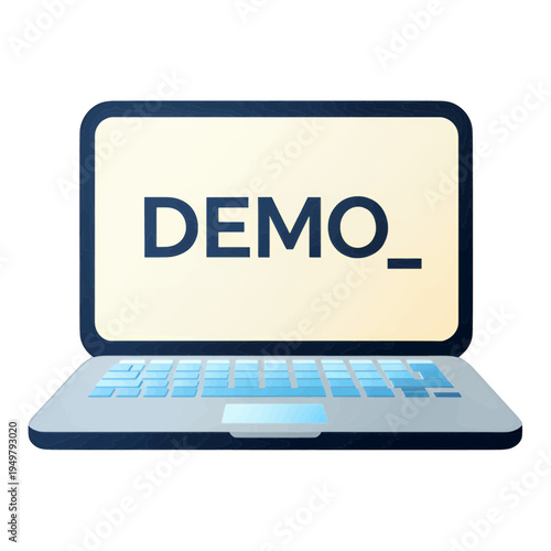 Laptop Screen With Text Demo Vector Icon