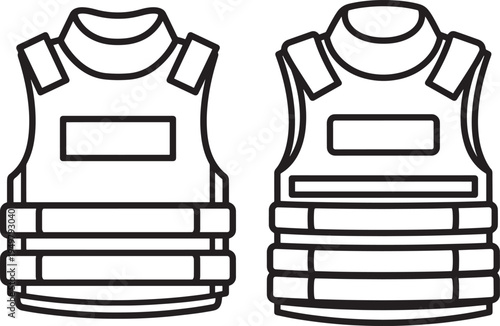 Bulletproof vest icon outline for protection symbol
