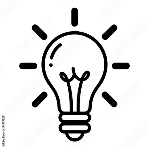 Light Bulb With Radiating Rays Line Icon