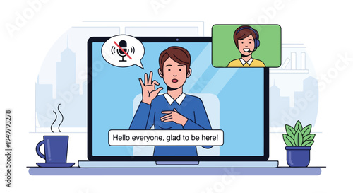 Diverse individuals connect online for virtual meetings and communication