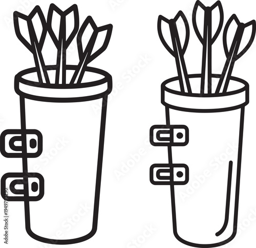 Archery quiver with arrows icon set in outline style