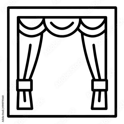Open Stage Curtain With Valance Line Icon