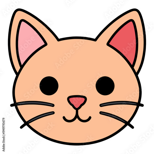 Orange Cat Head With Whiskers Flat Icon