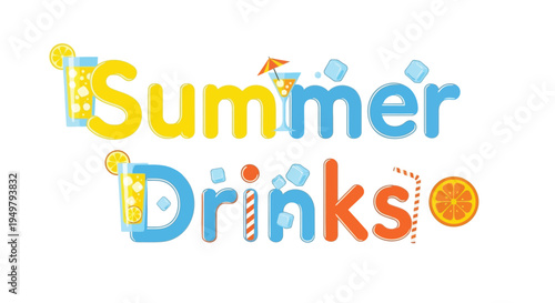 Summer Drinks vector illustration set