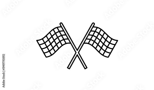 Crossed racing flags line icon vector motorsport finish symbol isolated on white