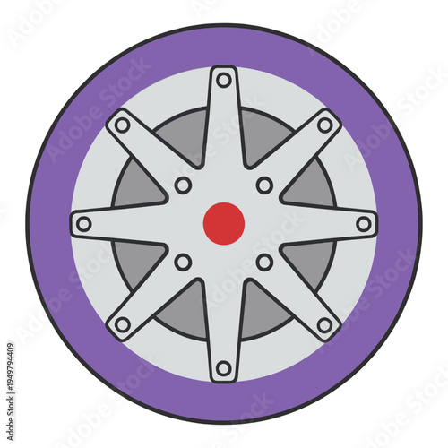 Red Center Wheel Rim Flat Icon