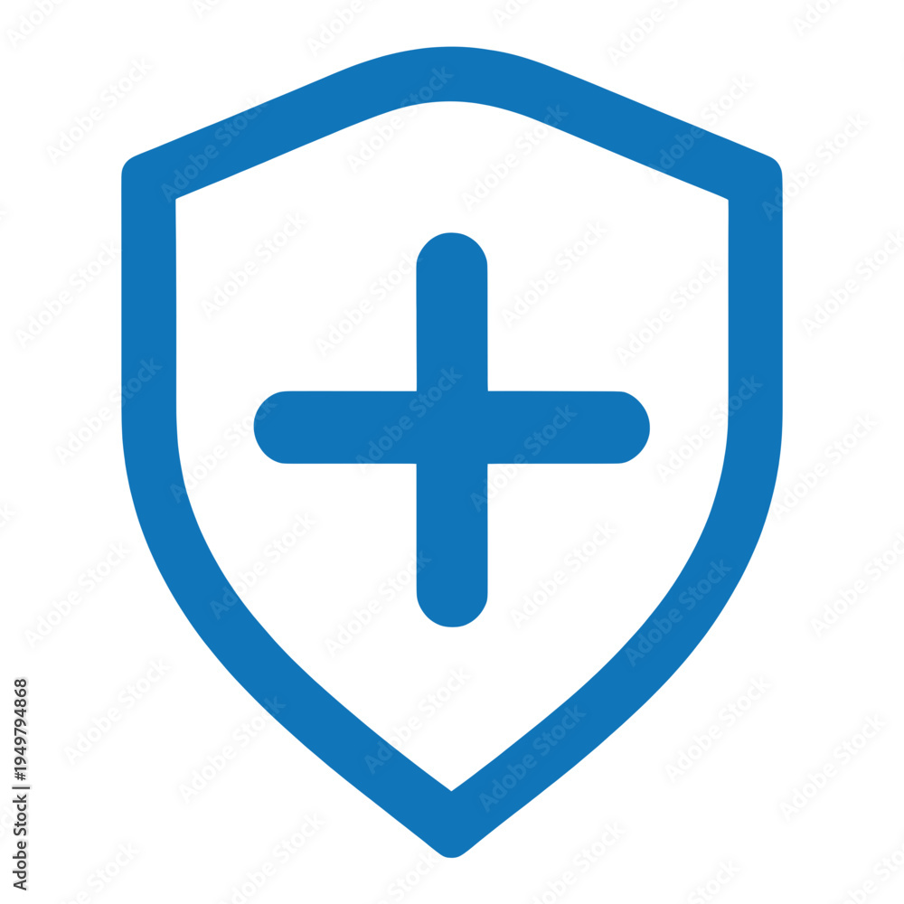 Obraz premium Shield With Plus Sign Flat Vector Icon