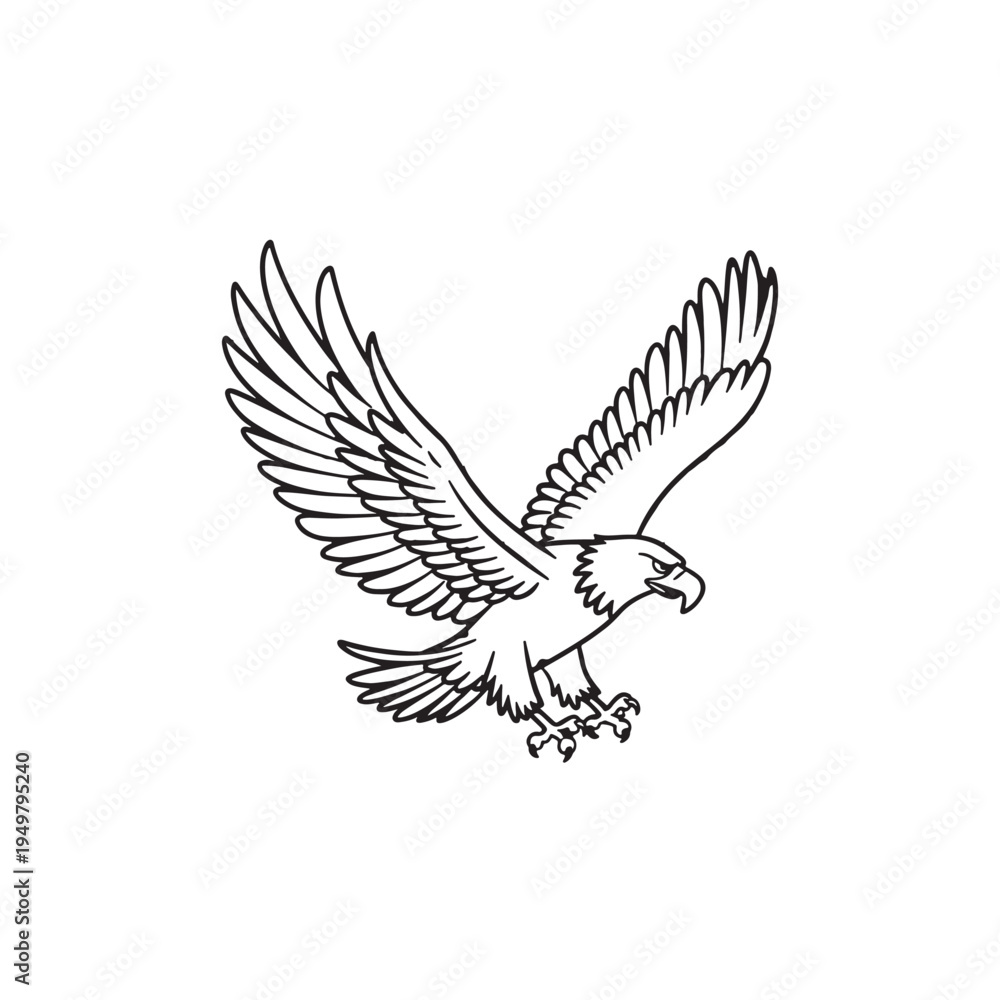Fototapeta premium soaring eagle: A majestic eagle takes flight, showcasing its powerful wingspan and keen eyesight, a symbol of freedom and strength.