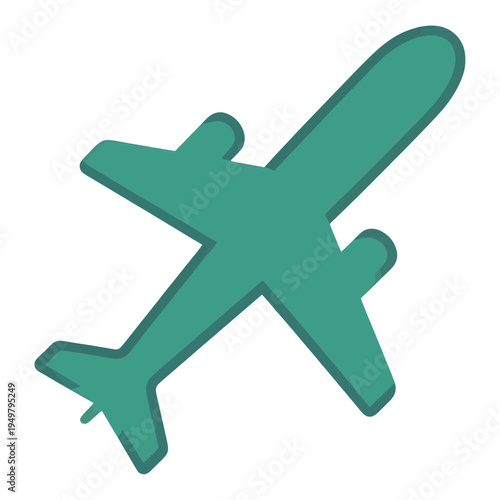 Teal Airplane Outline UI Icon