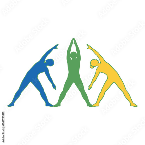Three Gymnast Silhouettes Flat Icon
