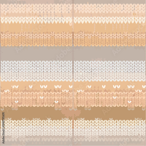 Warm knitted wool seamless pattern background in beige and cream tones, perfect for winter sweater textile texture with detailed yarn for cozy fabrics