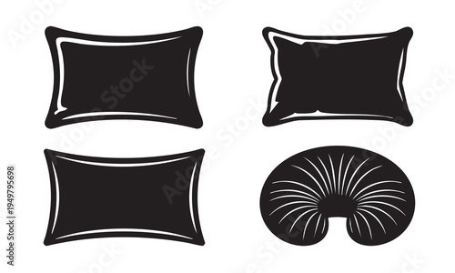 Soft Pillow and Decorative Cushion Silhouette Illustrations
