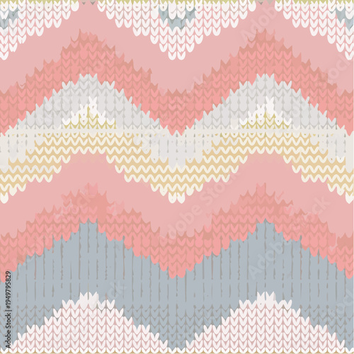 Seamless knitted chevron pattern in pastel colors, a cozy winter wool textile texture, ideal for handmade garment designs and craft projects