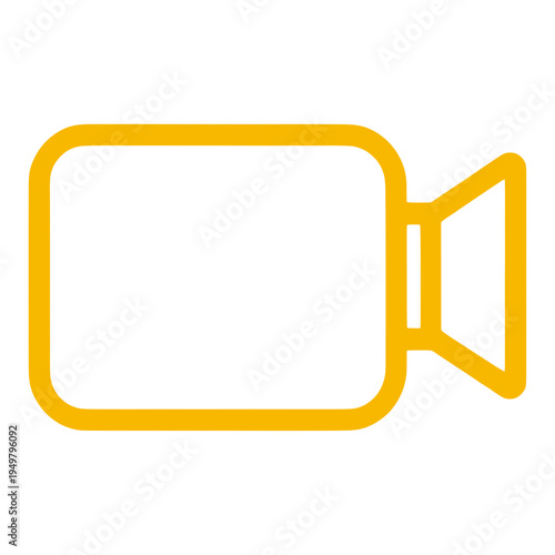 Yellow Video Camera Outline Line Icon